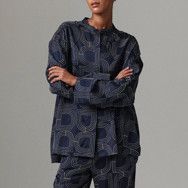 DAY BIRGER ET MIKKELSEN Kerry Viscose Stitch Shirt in Dark Sapphire