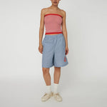 STELLA NOVA Knit Tube Top in Red/Creme Stripe