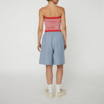 STELLA NOVA Knit Tube Top in Red/Creme Stripe