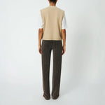 STELLA NOVA Embroidered Wool Knitted Vest in Creme
