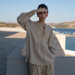 GREEK ARCHAIC KORI Cross Top in Beige/Gold