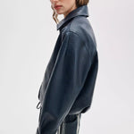 RAG & BONE Krista Faux Leather Jacket in Navy