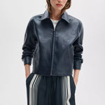 RAG & BONE Krista Faux Leather Jacket in Navy