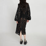 STELLA NOVA Delicate Lace Pencil Skirt in Black