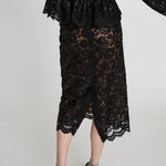 STELLA NOVA Delicate Lace Pencil Skirt in Black