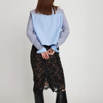 STELLA NOVA Delicate Lace Pencil Skirt in Black