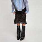 STELLA NOVA Delicate Lace Pencil Skirt in Black