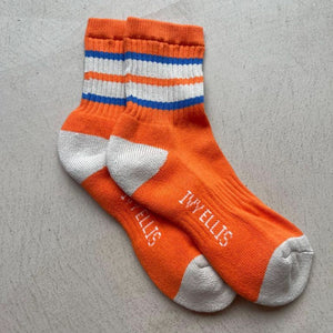 Ladies Leigh Puck Socks in Orange/Blue/White