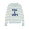 JUMPER 1234 Fish and Chips Crew Neck Cashmere Jumper in Pale Blue/Cloud Dancer/Midnight Blue