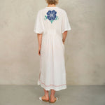 M.A.B.E Laney Embroidered Dress in Ecru/Multi