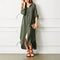 SUZY D Larino Linen Long Button Dress in Army