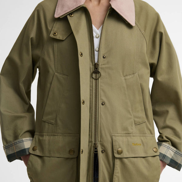 BARBOUR Modern Beadnell Casual Jacket in Bleached Olive/Ancient/Gardenia