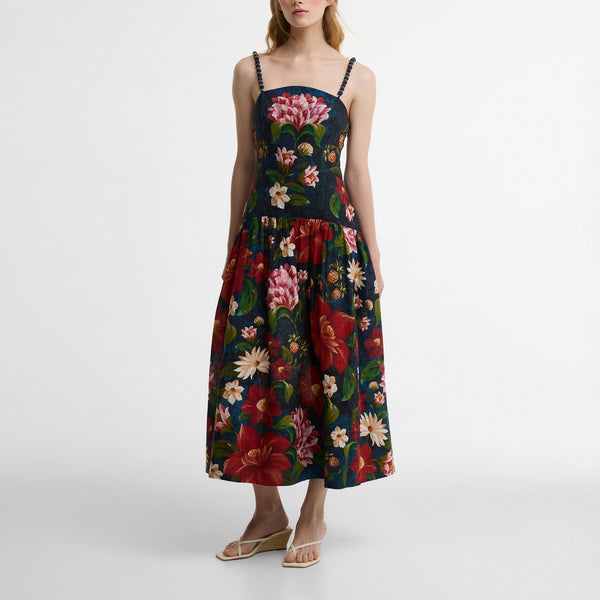 BARBOUR x FARM RIO Wild Flower Dress in Navy