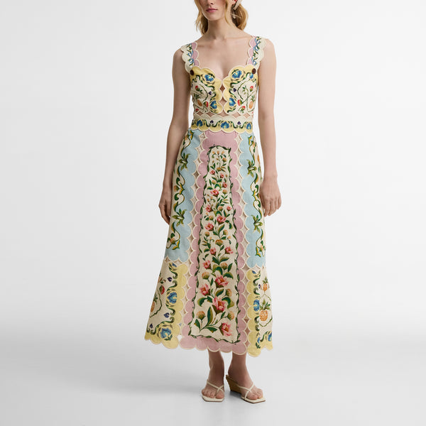 BARBOUR x FARM RIO Petal Dress in Cream Spring Petal Flower