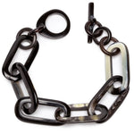 BRANCH JEWELLERY Rectangular Link Horn Bracelet in Black Natural
