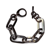 BRANCH JEWELLERY Rectangular Link Horn Bracelet in Black Natural
