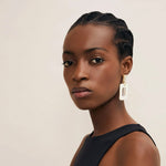 BRANCH JEWELLERY Large Rectangular Horn Earrings in White Natural