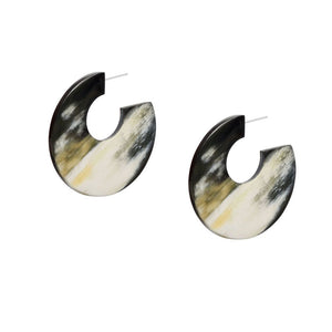 Large Flat Hoop Earrings in Black/Natural