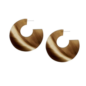Large Flat Hoop Earrings in Brown/Natural