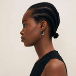 BRANCH JEWELLERY Black Natural Buffalo Horn Rounded Hoop Earrings