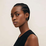 BRANCH JEWELLERY Black Natural Buffalo Horn Rounded Hoop Earrings