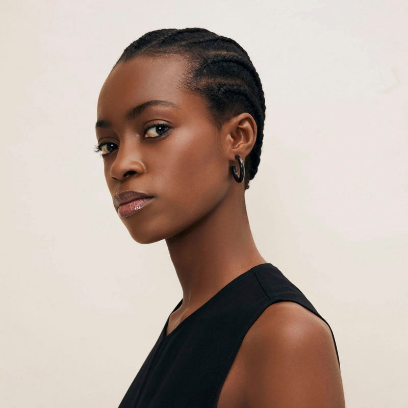 BRANCH JEWELLERY Black Natural Buffalo Horn Rounded Hoop Earrings