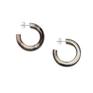 Rounded Horn Hoop Earrings in Black Natural