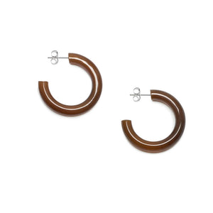 Rounded Horn Hoop Earrings in Brown Natural