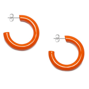 Rounded Horn Hoop Earrings in Orange