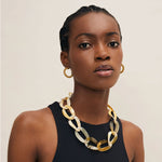 BRANCH JEWELLERY Rounded Horn Hoop Earrings in White Natural
