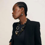 BRANCH JEWELLERY Triangular Horn Drop Earrings in Brown Natural