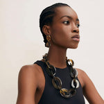 BRANCH JEWELLERY Triangular Horn Drop Earrings in Brown Natural