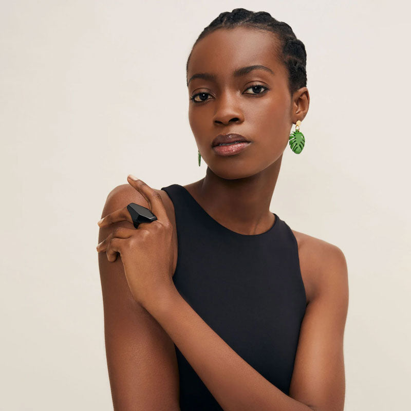 BRANCH JEWELLERY Abstract Horn Ring in Black