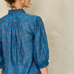 M.A.B.E Lindi Print Long Sleeve Top in Blue