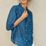M.A.B.E Lindi Print Long Sleeve Top in Blue