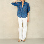 M.A.B.E Lindi Print Long Sleeve Top in Blue