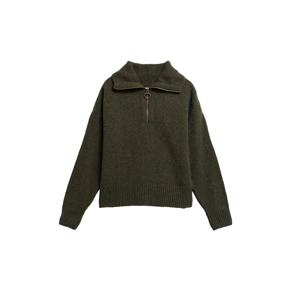 BARBOUR Lavensdale Half Zip Fleck Knitted Jumper in Olive