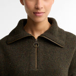 BARBOUR Lavensdale Half Zip Fleck Knitted Jumper in Olive