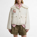 BARBOUR x FARM RIO Lotus Quilted Jacket in White Rose