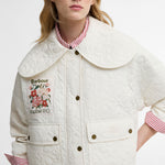 BARBOUR x FARM RIO Lotus Quilted Jacket in White Rose
