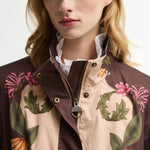 BARBOUR x Farm Rio Mandevilla Showerproof Jacket in Bloom in Between/Brown Banana