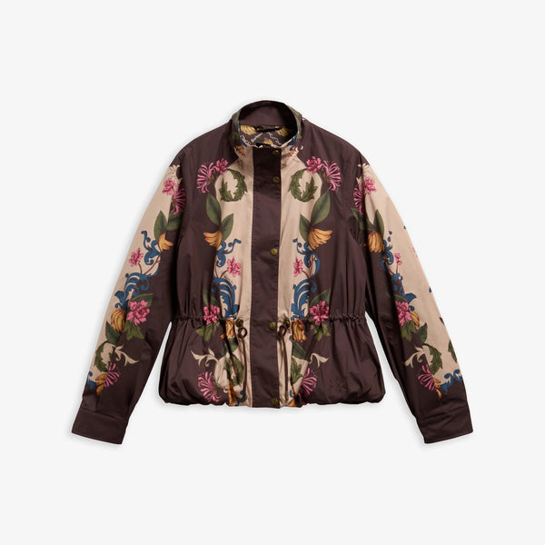 BARBOUR x Farm Rio Mandevilla Showerproof Jacket in Bloom in Between/Brown Banana