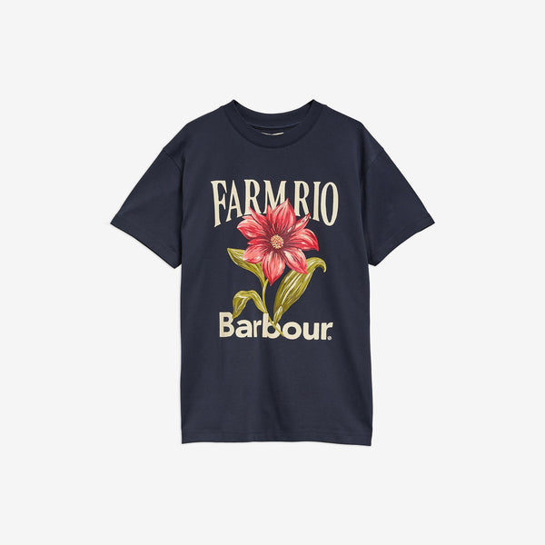 BARBOUR x FARM RIO Wild Flower T Shirt in Navy