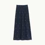 M.A.B.E Lucca Embroidered Maxi Skirt in Indigo