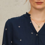 M.A.B.E Lucca Embroidered Longsleeve Top in Indigo