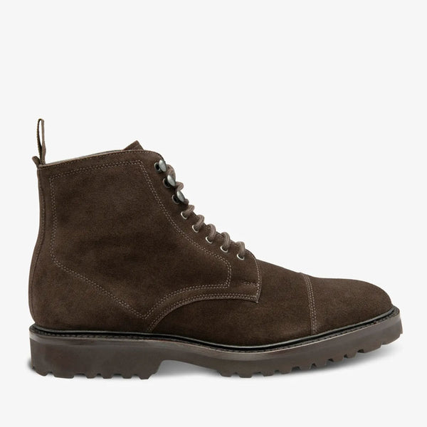 LOAKE Aquarius Suede Derby Toe Cap Boots in Dark Brown