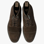 LOAKE Aquarius Suede Derby Toe Cap Boots in Dark Brown