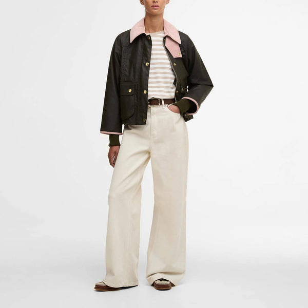 BARBOUR Cropped Beadnell Wax in Archive Olive/Ancient/Gardenia