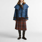 BARBOUR x Farm Rio Venosa Wax Jacket in True Navy/Tropical Tea Tartan