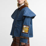 BARBOUR x Farm Rio Venosa Wax Jacket in True Navy/Tropical Tea Tartan